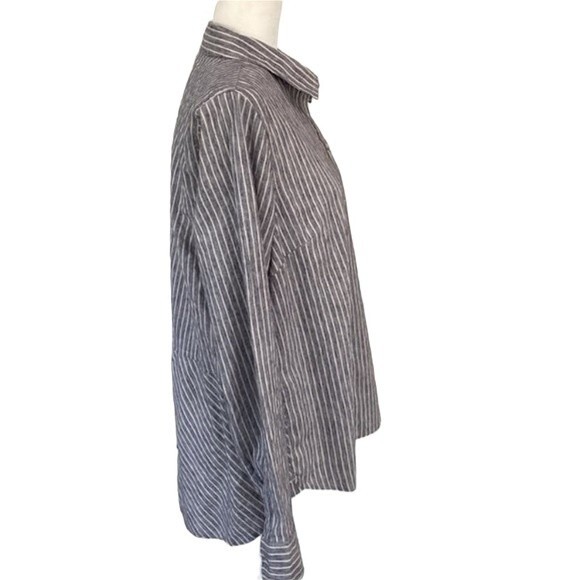 Lucky Brand Striped Button Up Tunic Shirt Long Sleeve Cotton Chest Pocket - Picture 7 of 16